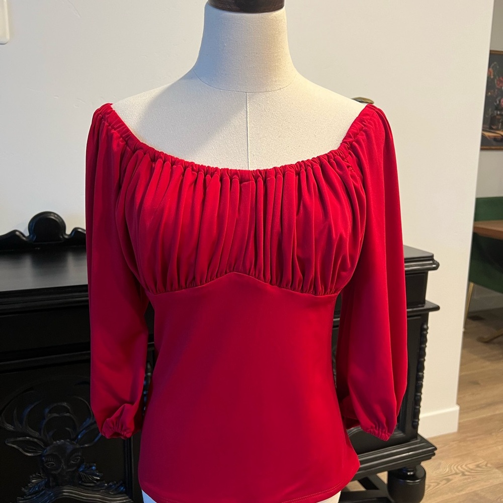 Vixen by Micheline Pitt Vacation Blouse Red M